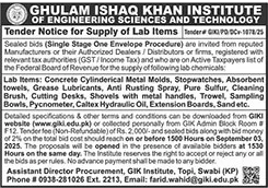 Ghulam Ishaq Khan Institute of Engineering, Sciences & Technology Tender Notice